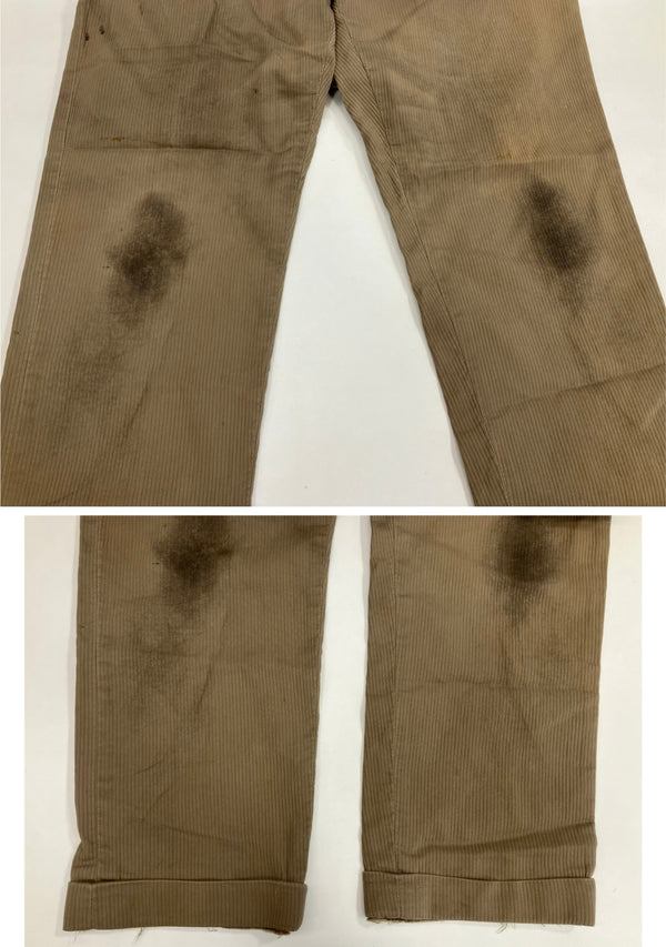 ヴィンテージ vintage ~50’s 50年代 EURO ユーロワーク ピケパンツ 太畝 ワークパンツ DOT SNAPPER WALDES ZIPPER サイドアジャスター付き スラックス ベージュ - 101MB-680