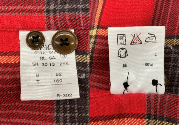 ラルフローレン RalphLauren POLO COUNTRY 90s FLANNEL SHIRT フランネル シャツ ネルシャツ インパクト21 開襟 長袖 赤 サイズ 9 長袖シャツ チェック レッド 104MT-2271