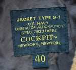 【曜日割引対象外】 コックピット Cockpit Top Gunモデル Navy G-1 Jacket Z201036T ジャケット ブラウン 40サイズ 201MT-2961 VB