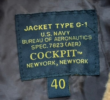 【曜日割引対象外】 コックピット Cockpit Top Gunモデル Navy G-1 Jacket Z201036T ジャケット ブラウン 40サイズ 201MT-2961 VB