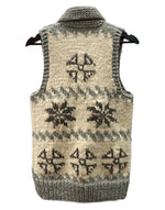 カナタ KANATA COWICHAN KNIT VEST カウチン ニット ベスト ノルディック柄 ボタン 厚手 白 灰 ベスト 総柄 グレー 104MT-2292