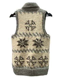 カナタ KANATA COWICHAN KNIT VEST カウチン ニット ベスト ノルディック柄 ボタン 厚手 白 灰 ベスト 総柄 グレー 104MT-2292