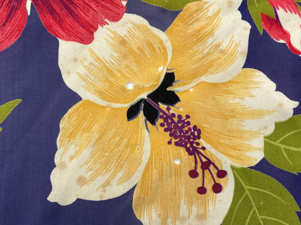 ヴィンテージ vintage 50s 50年代 CAMERON of CALIFORNIA ALOHA SHIRT アロハシャツ 長袖 オープンカラー 開襟 フェード ナス紺 長袖シャツ 総柄 マルチカラー Lサイズ 104MT-1827