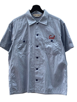 スタンダードカリフォルニア STANDARD CALIFORNIA SD WORK SHIRT ワーク シャツ ボーリング オープン チェーン刺繍 半袖 青 半袖シャツ ロゴ ブルー Lサイズ 104MT-1319