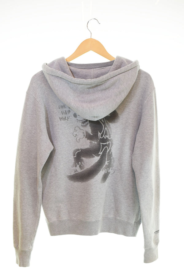ネイバーフッド NEIGHBORHOOD × Disney 00s BIG BAD WOLF フーディー 染み込みプリント 後付け パーカ グレー 103MT-2892