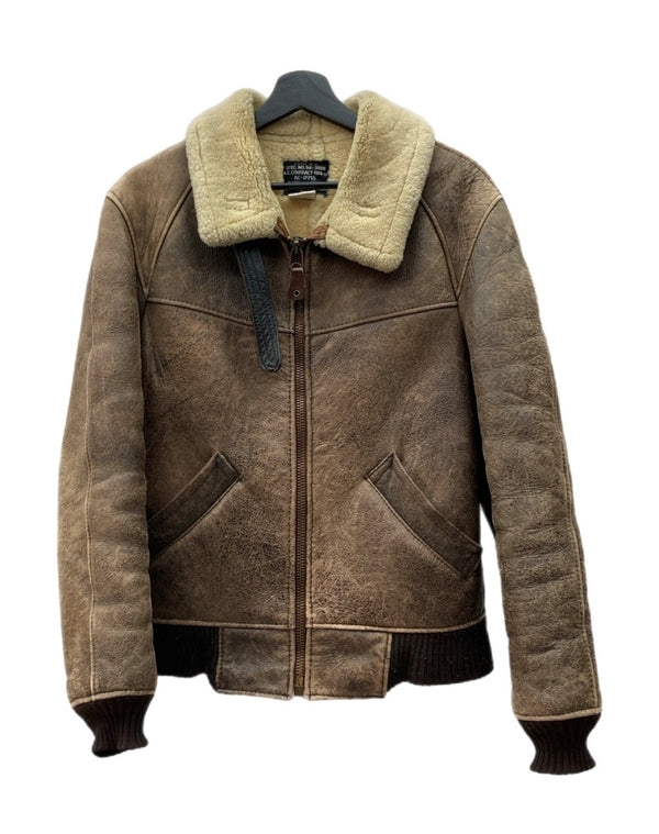 アビレックス AVIREX B-6 FLIGHT JACKET フライト ジャケット ムートン ボア ボンバー ジップアップ 軍用 アウター 茶 サイズ 34 ジャケット 無地 ブラウン 104MT-1810