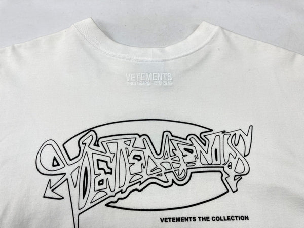 ヴェトモン VETEMENTS 18SS Side slit Tee サイド スリット Tシャツ オーバーサイズ 白 WSS18TR8 Tシャツ プリント ホワイト Mサイズ 104MT-1497