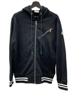 モンクレール MONCLER 22AW ZIP UP CARDIGAN ジップアップ カーディガン フーディ パーカー ロゴ ワッペン 黒 H20918G00048 809KR パーカ ワンポイント ブラック Mサイズ 104MT-2320