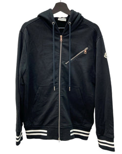 モンクレール MONCLER 22AW ZIP UP CARDIGAN ジップアップ カーディガン フーディ パーカー ロゴ ワッペン 黒 H20918G00048 809KR パーカ ワンポイント ブラック Mサイズ 104MT-2320