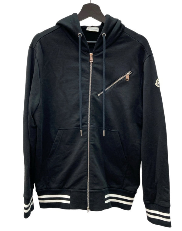 モンクレール MONCLER 22AW ZIP UP CARDIGAN ジップアップ カーディガン フーディ パーカー ロゴ ワッペン 黒 H20918G00048 809KR パーカ ワンポイント ブラック Mサイズ 104MT-2320