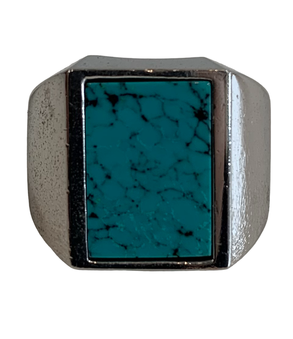 【中古】ハイドアンドシーク HIDE AND SEEK Turquoise Ring ターコイズリング  スクエア 16号 メンズジュエリー・アクセサリー 指輪・リング シルバー 201goods-354