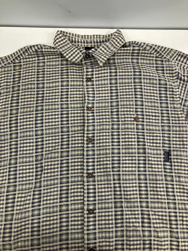 パタゴニア PATAGONIA 2000年製 00’s A/C Shirt  ACシャツ チェックシャツ シャドーチェック ポルトガル製 ORGANIC COTTON  52917 半袖シャツ グレー Mサイズ 101MT-4763