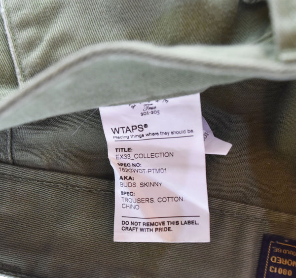 ダブルタップス WTAPS 16AW BUDS SKINNYストレートパンツ 緑 162GWDT-PTM01 ボトムスその他 カーキ 3 103MB-481