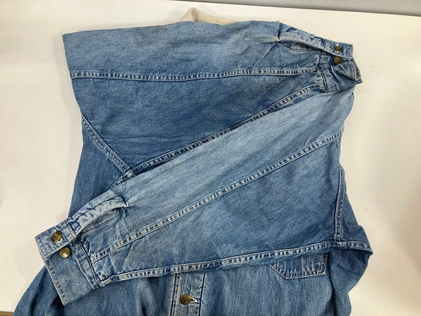 ヴィンテージ vintage 80's 80年代 BIG SMITH ビッグスミス デニムカバーオール チョアコート 金ボタン 襟コーデュロイ ジャケット ブルー 101MT-4897