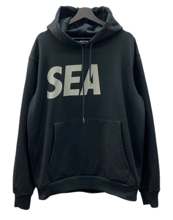 ウィンダンシー WIND AND SEA STRAIGHT HOODED SWEATSHIRT ストレート フーディー プルオーバー パーカー スウェット 黒 WDS-O-SIG-25-Q2-CS-01 パーカ ロゴ ブラック Lサイズ 104MT-1963