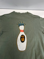 ステューシー STUSSY USA製 OLD STUSSY KINGPIN GEAR ボーリングピン キングピン プリントTシャツ Tシャツ カーキ Mサイズ 101MT-5177