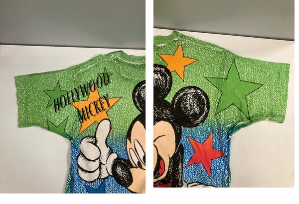 US US古着 90's 90s GEMS HOLLYWOOD MICKEY © Walt Disney Company Mickey ディズニー ミッキー 全面プリント オールオーバー 両面 - Tシャツ マルチカラー フリーサイズ 101MT-3344