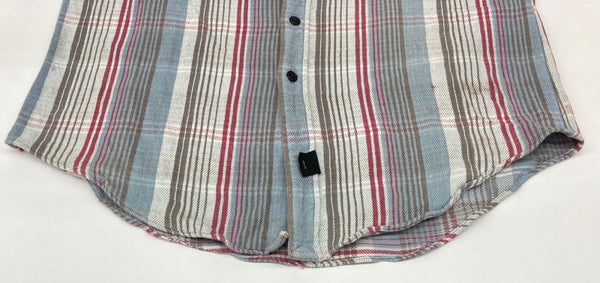 ダブルアールエル RRL 90s 三ツ星タグ ヘビーネルシャツ SHIRT フランネル ステンカラー フロントボタン ヴィンテージ VINTAGE ラルフローレン RALPH LAUREN コットン シンガポール製 ブルー系 長袖シャツ チェック マルチカラー Lサイズ 104MT-2039