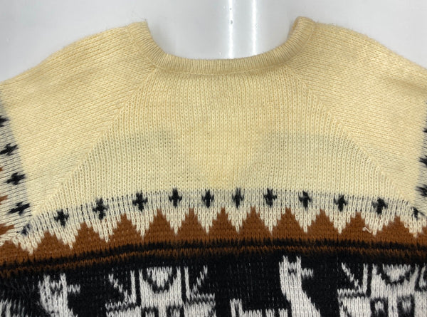 ヴィンテージ vintage モヘア ニット ノルディック オーバーサイズ Vネック オフホワイト セーター ライン ベージュ 104MT-1670