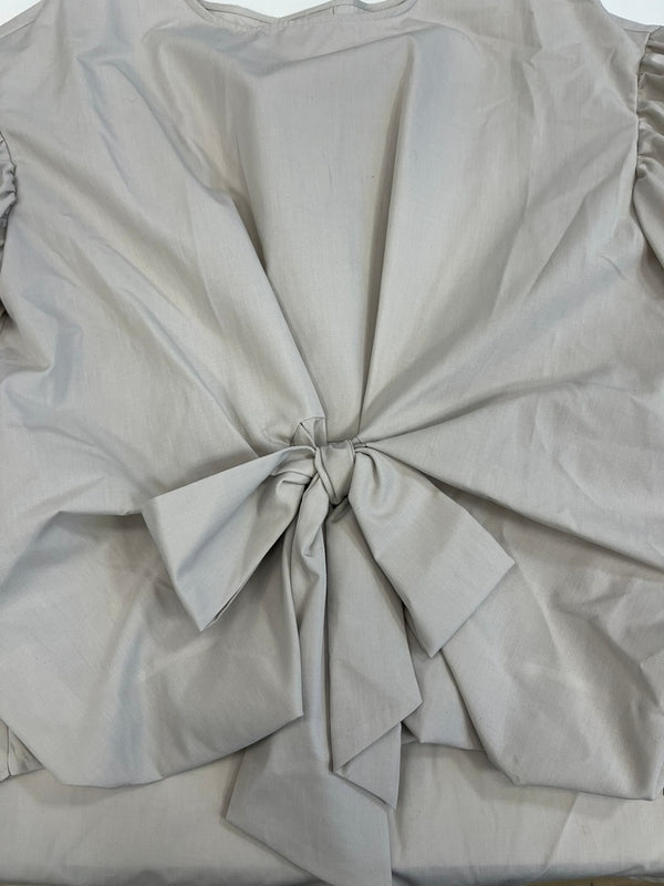 フェンネル FENNEL バルーンスリーブブラウス リボン グレージュ系 ボリューム袖 パフスリーブ 日本製 1730-4048 半袖カットソー ベージュ 9号 101LT-166