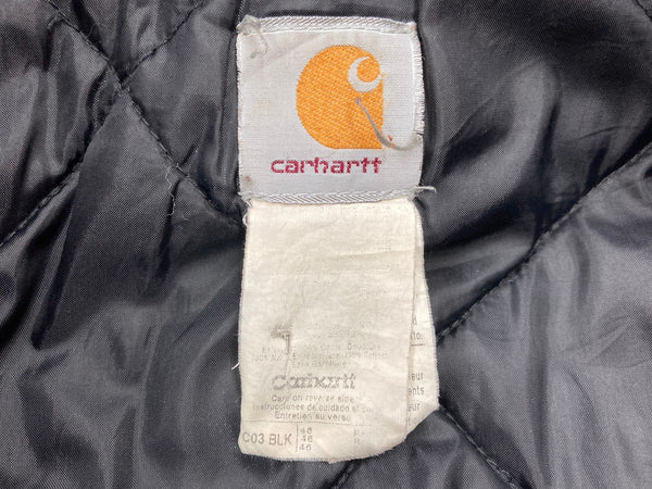カーハート Carhartt DUCK TRADITIONALCOAT トラディショナルコート ダック ワークジャケット 中綿 黒 C003 サイズ 46 ジャケット ロゴ ブラック 104MT-1870