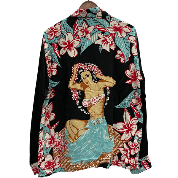 【曜日割引対象外】 サンサーフ SUN SURF SPECIAL EDITION L/S RAYON HAWAIIAN SHIRT SS28422 長袖シャツ ブラック Lサイズ 201MT-4290 VB