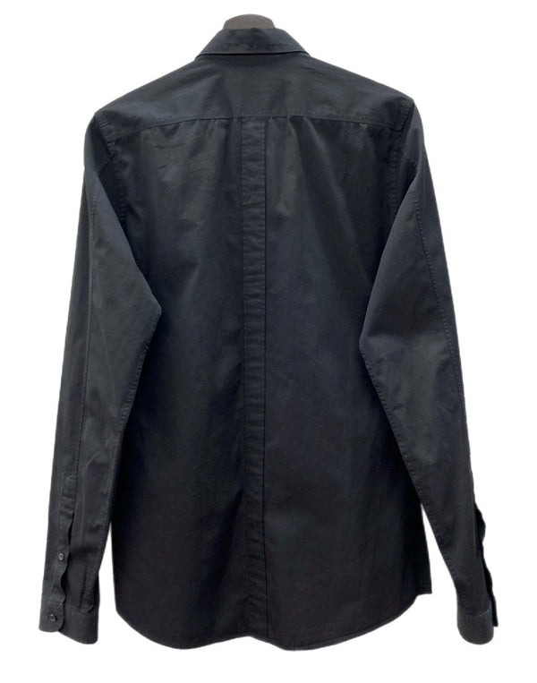 グッチ GUCCI DRESS SHIRT ドレス シャツ フラップポケット ボタン スリム 比翼 長袖 黒 322331 21131 サイズ 38 長袖シャツ 無地 ブラック 104MT-2323