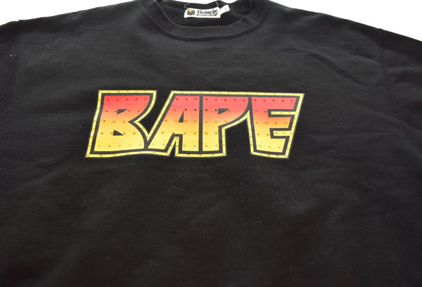 アベイシングエイプ A BATHING APE CRYSTAL STONE RELAXED CREW SWEAT トレーナー クリスタル ストーン ロゴ 001SWH301009X  スウェット ブラック Lサイズ 103MT-3244