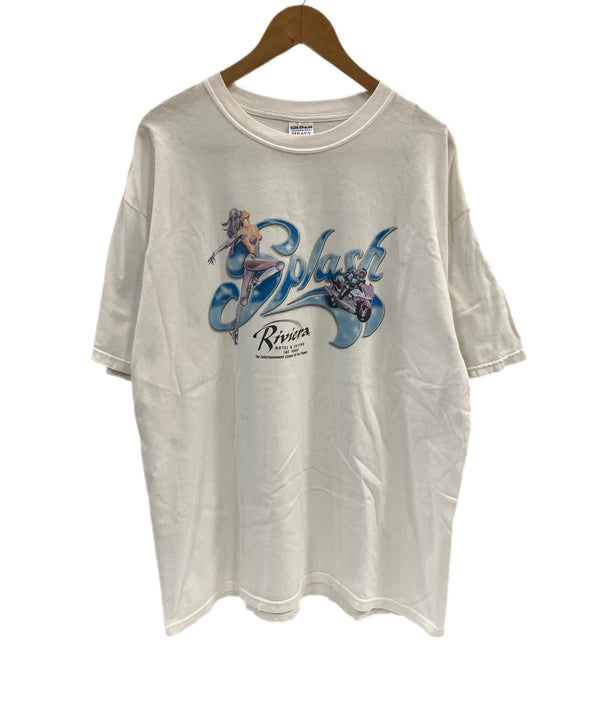 ヴィンテージ vintage 90's 90年代  Splash Riviera HOTEL & CASINO ピンナップガール 企業モノ カジノ プロモーション アートT XL Tシャツ ホワイト LLサイズ 101MT-5065