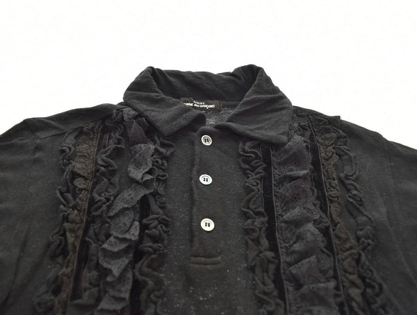 トリココムデギャルソン tricot COMME des GARCONS AD2005 00s 00's フリル切替 TP-T001 半袖ポロシャツ ブラック 103LT-126