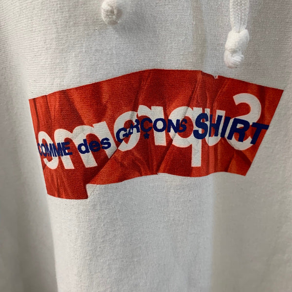 シュプリーム SUPREME × COMME des GARCONS SHIRT Box Logo Hooded Sweatshirt パーカ ホワイト XLサイズ 201MT-4818