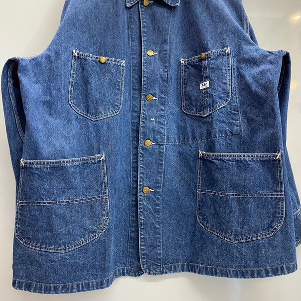 【曜日割引対象外】 リー Lee 50's 91-J デニム カバーオール ジャケット ブルー 48サイズ 201MT-4767 VB