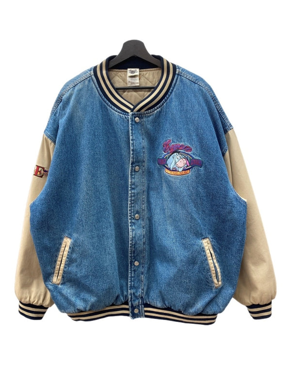 ヴィンテージ vintage Disney ディズニー STADIUM JACKET スタジアム ジャケット スタジャン イーヨー デニム ボタン アウター 刺繍 インディゴ 青 ジャケット キャラクター ブルー 2XLサイズ 104MT-1798