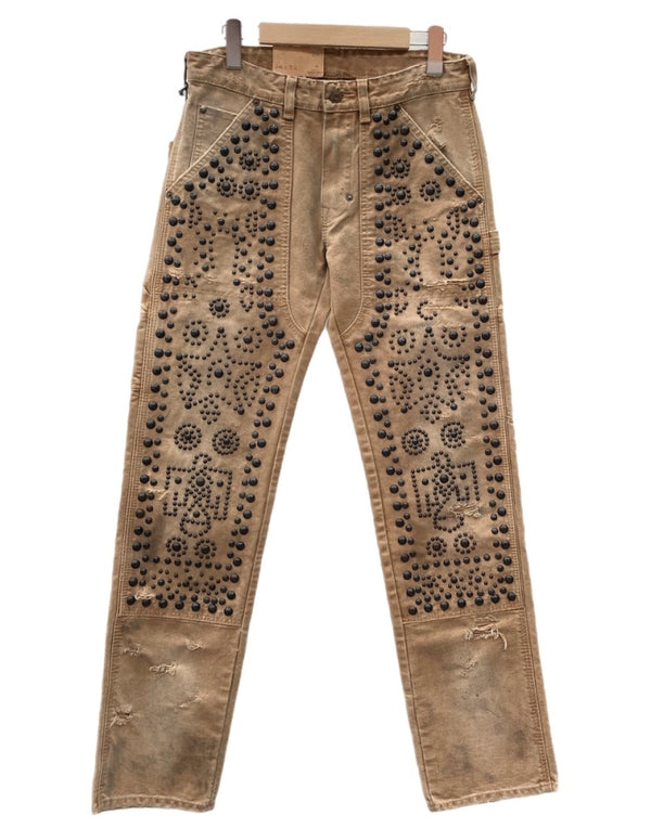 ラルフローレン RalphLauren Denim & Supply STUDS DOUBLE KNEE WORK PANTS スタッズ ダブル ニー ワーク パンツ ジップフライ 加工 ズボン 茶 総柄 ボトムスその他 ブラウン サイズ 28/32 104MB-379