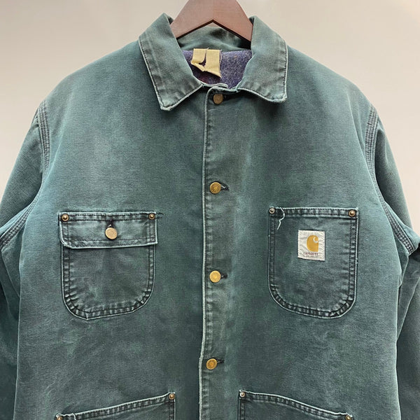 【曜日割引対象外】 カーハート Carhartt 90's チョアコート ダック カバーオール ブランケットライナー ジャケット グリーン 201MT-4580 VB