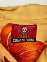 クリームソーダ CREAM SODA OPEN COLLAR L/S ALOHA SHIRT オープン カラー アロハ シャツ ハワイアン 開襟 長袖 黄 長袖シャツ 花・植物 イエロー 104MT-1683