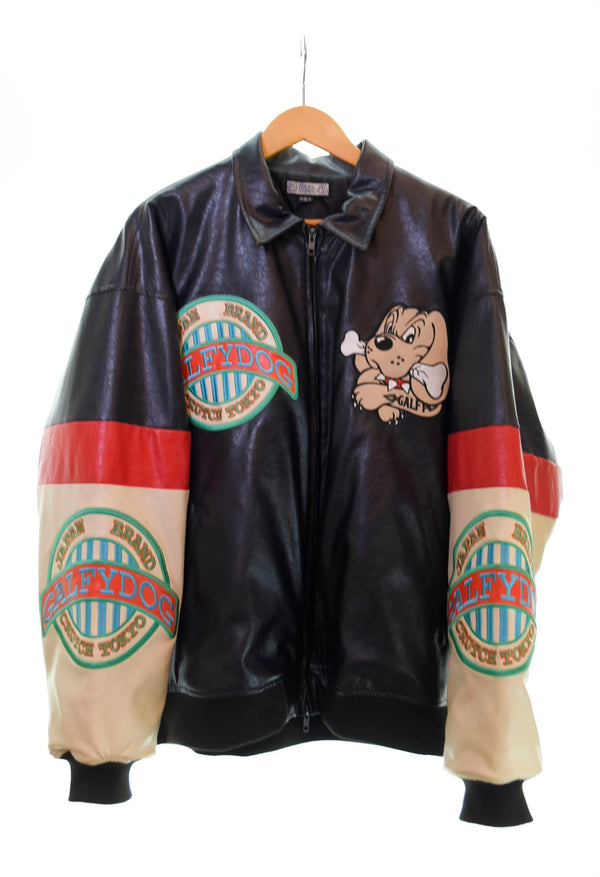 ガルフィー GALFY 犬革 怒顔アングリー ANGRYGALFY ライダースジャケット ブルゾン 黒 ジャケット ブラック Lサイズ 103MT-1758