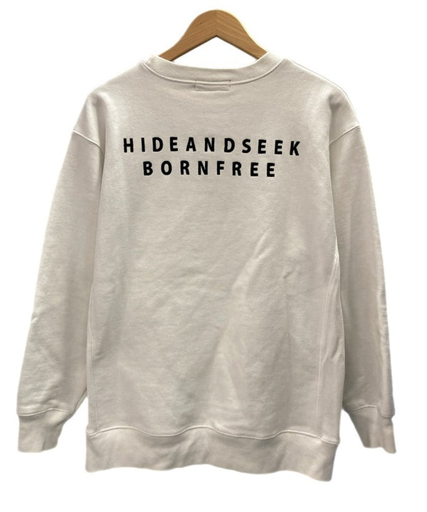 ハイドアンドシーク HIDE AND SEEK BORNFREE 刺繍ロゴ スウェット 長袖 裏ボア HC-010623 スウェット ホワイト Lサイズ 101MT-2910