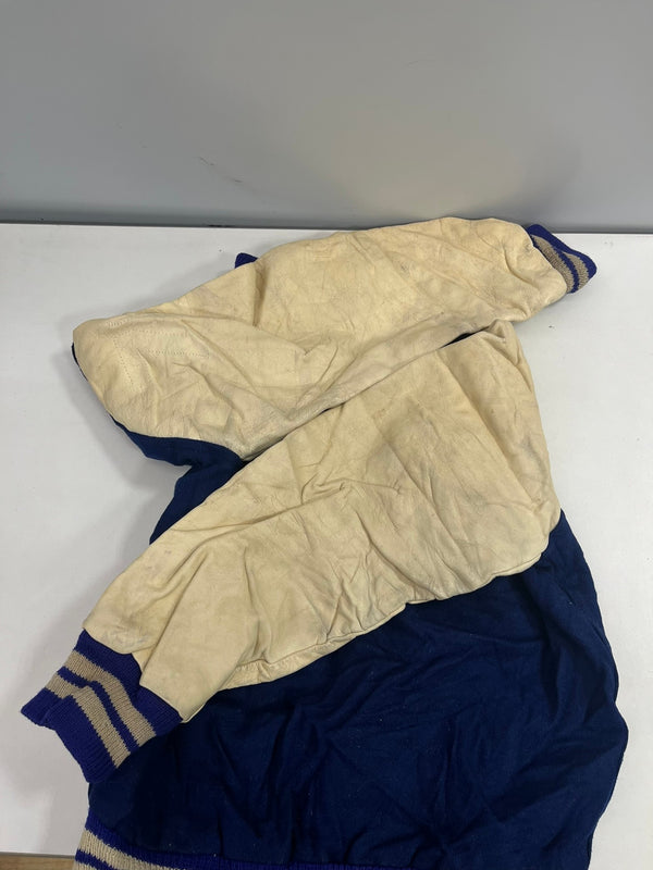 ヴィンテージ vintage 60's～ 60年代 LOGAn Knitting Mills ウール スタジャン バーシティジャケット アワードジャケット 袖レザー ツートン ホワイト ジャケット ネイビー 101MT-5451