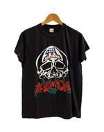 ハーレーダビッドソン Harley-Davidson 80s 80's SCREEN STARS USA製 スカルローズ プリントTシャツ ヴィンテージ Tシャツ ブラック Mサイズ 101MT-4934