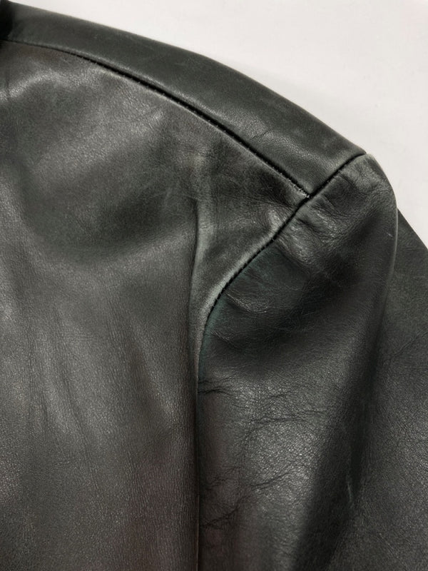 ケンゾー KENZO HOMME LEATHER LONG COAT レザー ロング コート ボタン アーカイブ 本革 アウター ジャケット 黒 ジャケット 無地 ブラック Lサイズ 104MT-1794