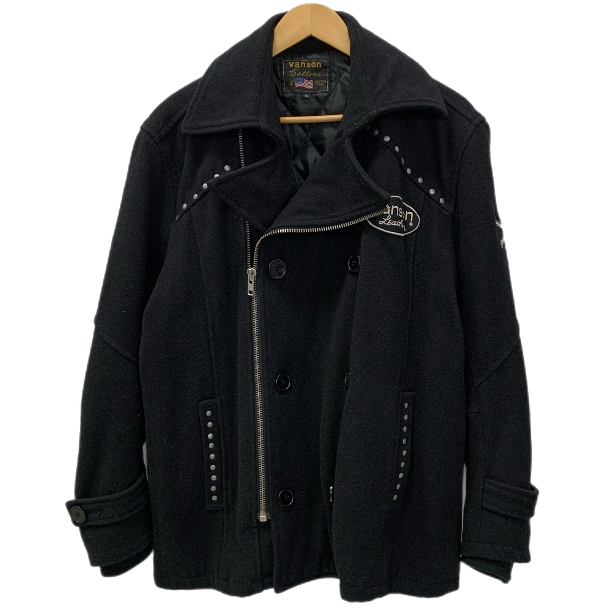 バンソン VANSON スカルプリント ウール ダブルライダースジャケット