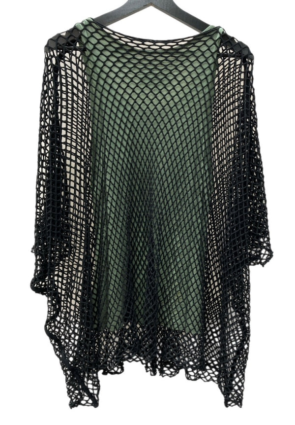 エムエムシックス MM6 メゾンマルジェラ Maison Margiela 18SS メッシュ レイヤード タンクトップ ノースリーブ BLACK 黒 S52NC0112 S23165 半袖カットソー 無地 ブラック Mサイズ 104LT-159