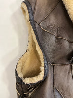 レザーアイテム Leather B-3フライトジャケット ベスト シープスキン 羊革 パッチワーク ムートンベスト 411073 ベスト ブラウン Mサイズ 101MT-5412