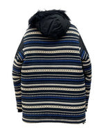 ステューシー STUSSY DOWN JACKET ダウン ジャケット N-3B フライト ニット切り替え ジップアップ ファー アウター 黒 ジャケット 総柄 ブラック Lサイズ 104MT-1653