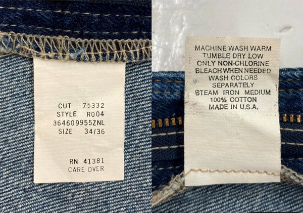 ダブルアールエル RRL 90s DENIM PANTS デニム パンツ ジップフライ ジーパン ジーンズ USA製 Ralph Lauren インディゴ 青 ロゴ R004 デニム ブルー サイズ 34 104MB-213