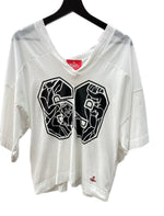 ヴィヴィアンウエストウッド Vivienne Westwood レッドレーベル RED LABEL 69オージー スポーツプリント スクエアトップ 半袖 カットソー メッシュ フットボール WHITE 白 16-12-321034 Tシャツ プリント ホワイト Mサイズ 104LT-103
