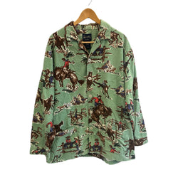 ヴィンテージ vintage Nick & Nora sleepwear ニック&ノラ パジャマシャツ フランネル カウボーイ柄 長袖シャツ グリーン Lサイズ 101MT-5421