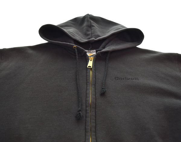 カーハート Carhartt 90s フルジップフーディー 刺繍ロゴ 90's ジップアップパーカー パーカ ブラック 103MT-3472