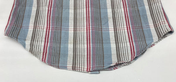 ダブルアールエル RRL 90s 三ツ星タグ ヘビーネルシャツ SHIRT フランネル ステンカラー フロントボタン ヴィンテージ VINTAGE ラルフローレン RALPH LAUREN コットン シンガポール製 ブルー系 長袖シャツ チェック マルチカラー Lサイズ 104MT-2039